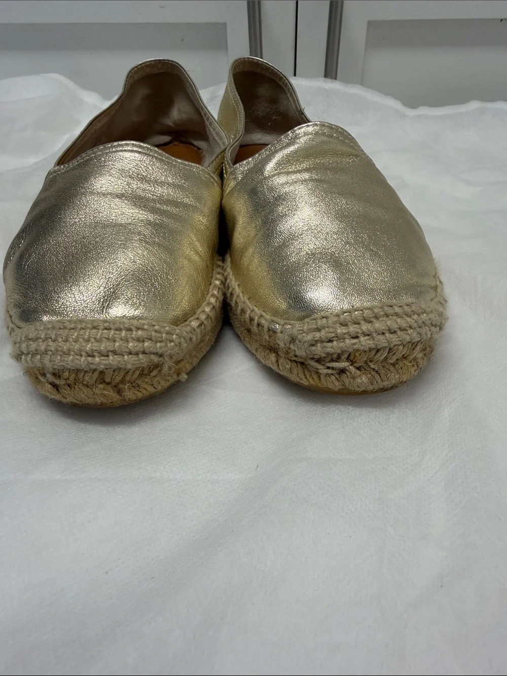 Maypol Metallic Gold Espadrille Slip-Ons for Women